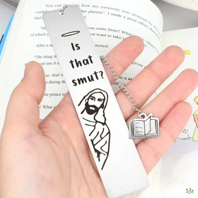 Peeking Jesus - “Is that Smut?” Stainless Steel Bookmark