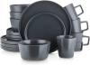 Stone Lain Coupe Dinnerware Set, Service For 4, Black Matte