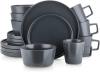 Stone Lain Coupe Dinnerware Set, Service For 4, Black Matte