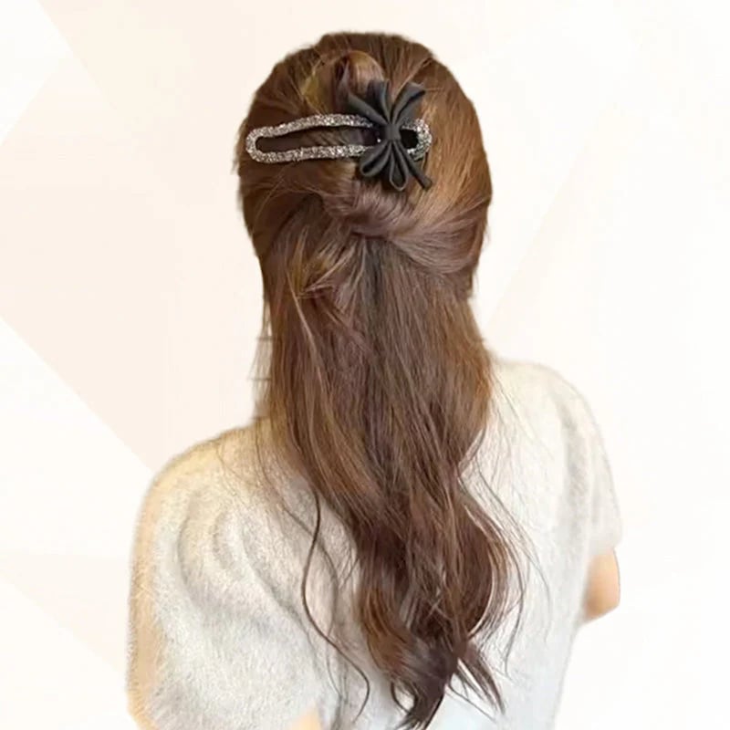 🍂TikTok Fall Sale — Last Day 70% OFF🎉Sparkling Elegant Black Bow Hair Clip for Updos
