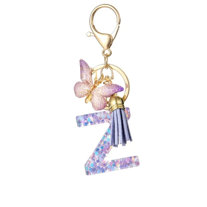 🔥Last Day 50% OFF - Butterfly Letter Keychain Tassel Design Vibrant Durable Lightweight Gift