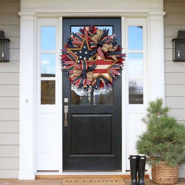 🏵100% Handmade American Patriotic Star Wreath(Mariana Smith Handmade®)