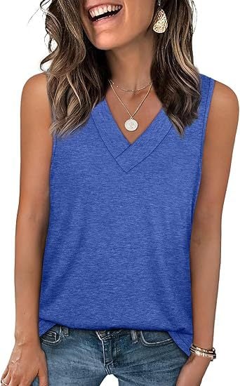 🔥Letzter Tag 70% Rabatt ✨Damen ärmellos V-ausschnitt Abnehmen lockere Passform Casual Tank Top T-Shirt