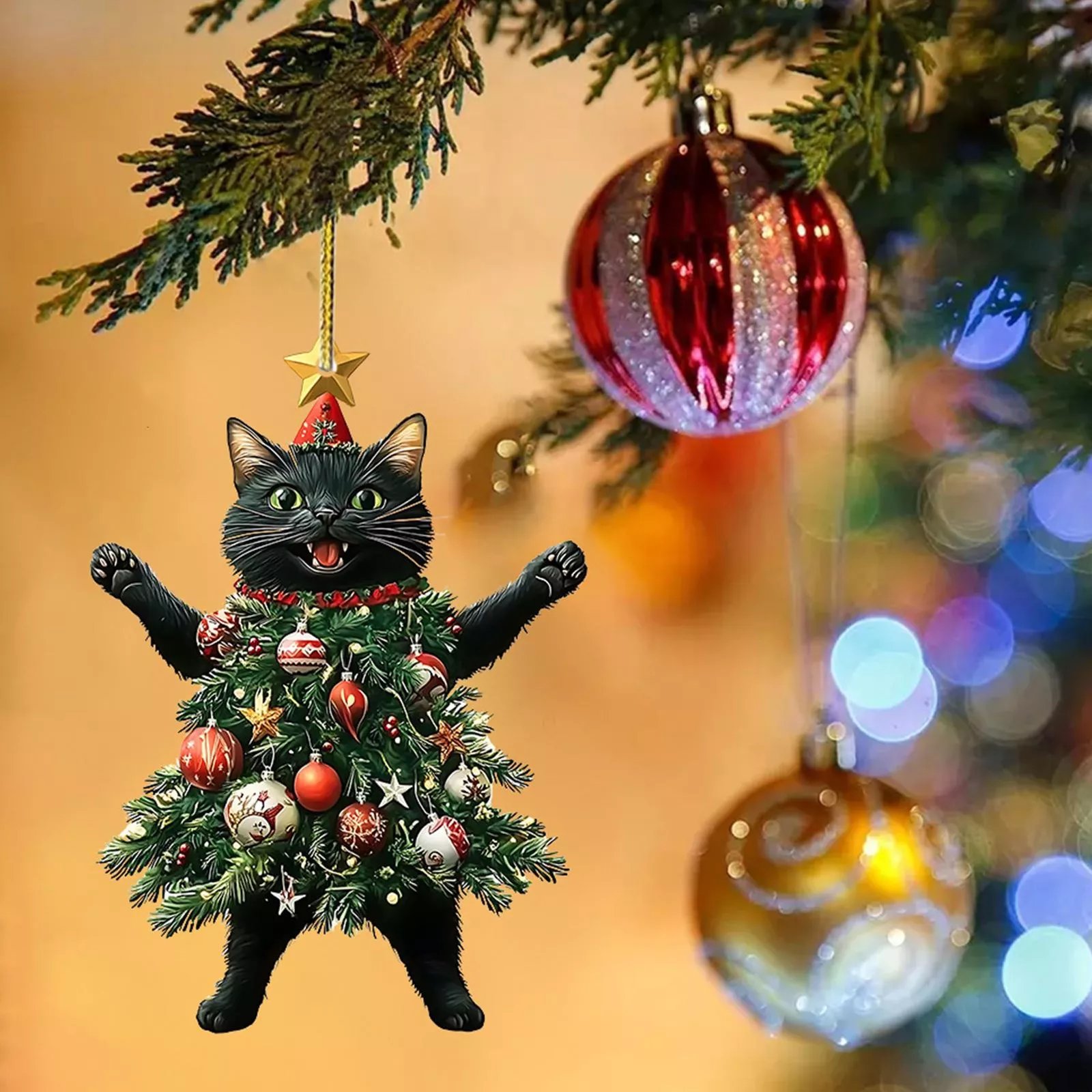 💥LAST DAY SALE 50% OFF💥Funny Black and White Cats Christmas Ornament