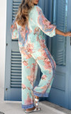 Women's V-neck Holiday Print Casual Suit