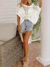 🎁2025 New Hot Sale 70% OFF🎉Womens Summer Scoop Neck Short Sleeve Sweater Casual Crochet Hollow Out Knit Tops Pullover Shirts Beach Coverup