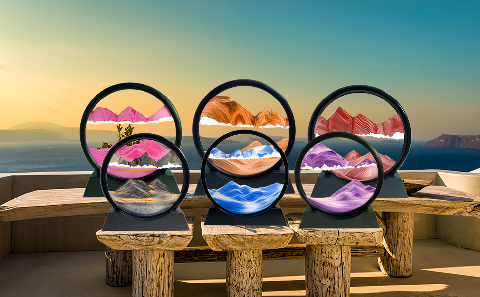 Round glass frame 3D deep sea sandscape art decoration