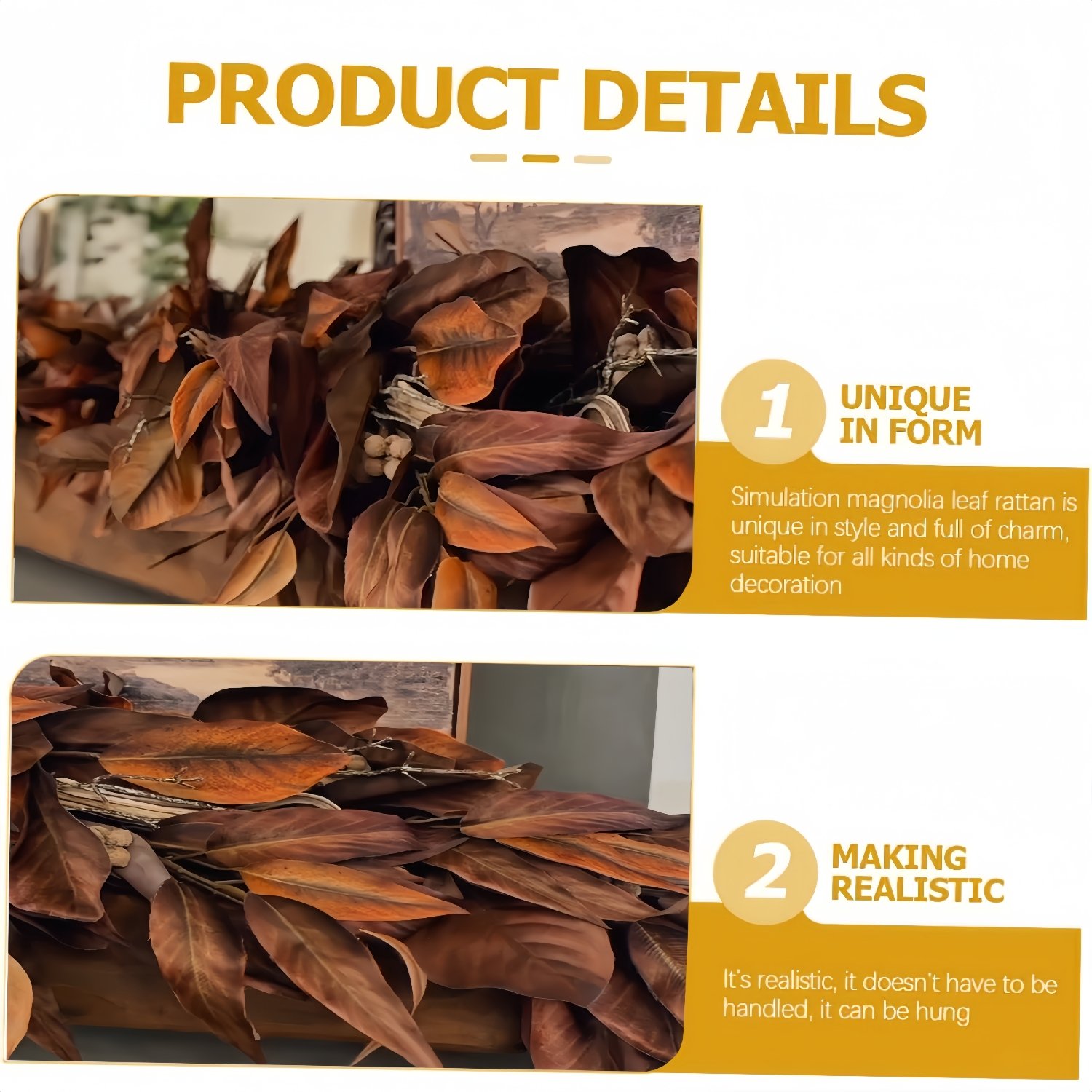 🎁TikTok Last Day Sale - 70% OFF🔥Brown Magnolia Leaf Garland--Buy 2 Free Shipping