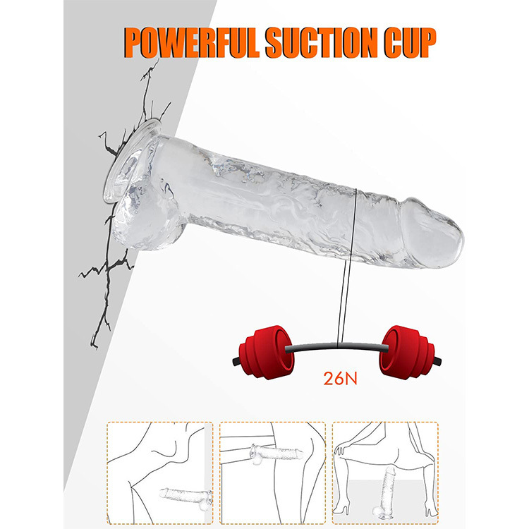 Transparent Realistic Dildo With Power Sucker Masturbation Vibrator Sex Toy -  SN093