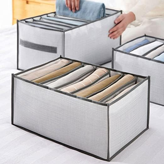 Fold Organizer, Wardrobe Storage Compartment, PP Board Portable Drawer Storage Box, Underwear Pants Compartment Storage-large 7grid-grey