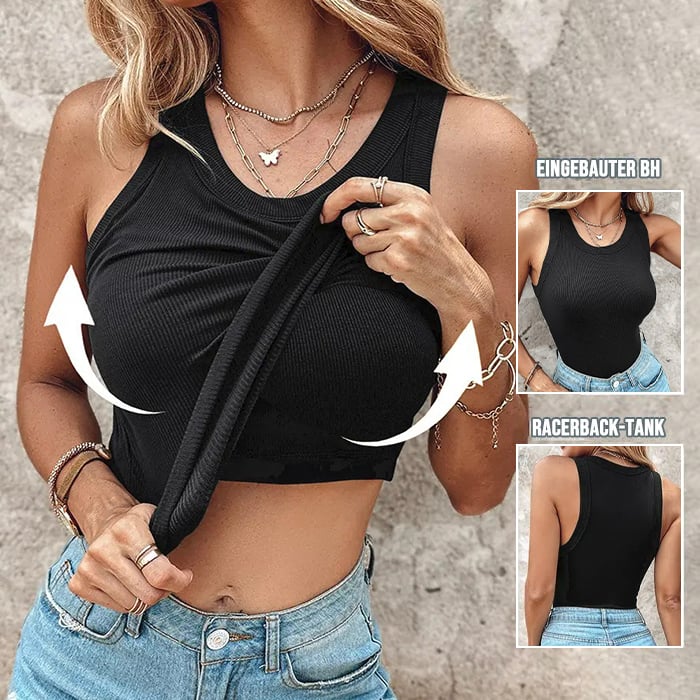 🎉Letzter Tag 49% Rabatt🔥Chicme Tanktop mit Rundhalsausschnitt, integriertem BH, gerippte Passform, lässig, bequem