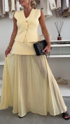 Women's V-neck Sleeveless Knitted Top + Splicing Temperament Suit