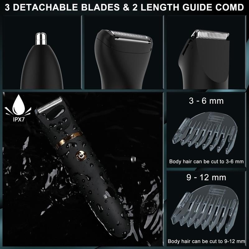 💥LAST DAY SALE 49% OFF💥 3 in 1 Electric Body Hair Trimmer for Men，Cordless Groin Hair Clipper for Men, Waterproof Electric Shaver (Buy 2 Free Shipping )