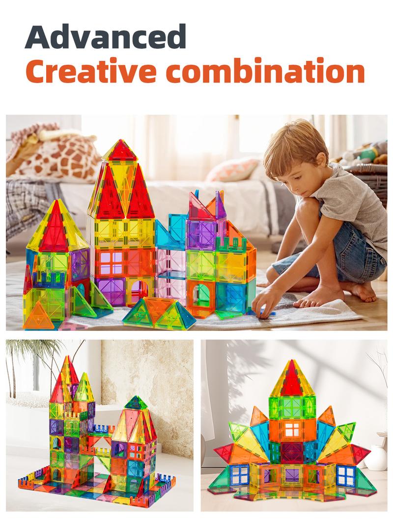🔥LAST DAY SALE 49% OFF-100PCS Magnetic Tiles Set with 2 Cars, Magnetic Building Tiles