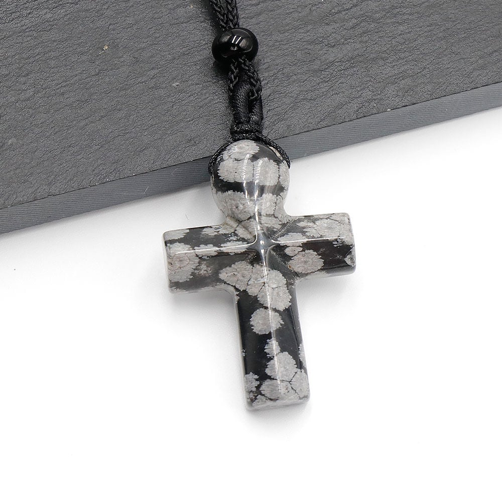 ✝️100% Handmade Natural Crystal Cross Necklace