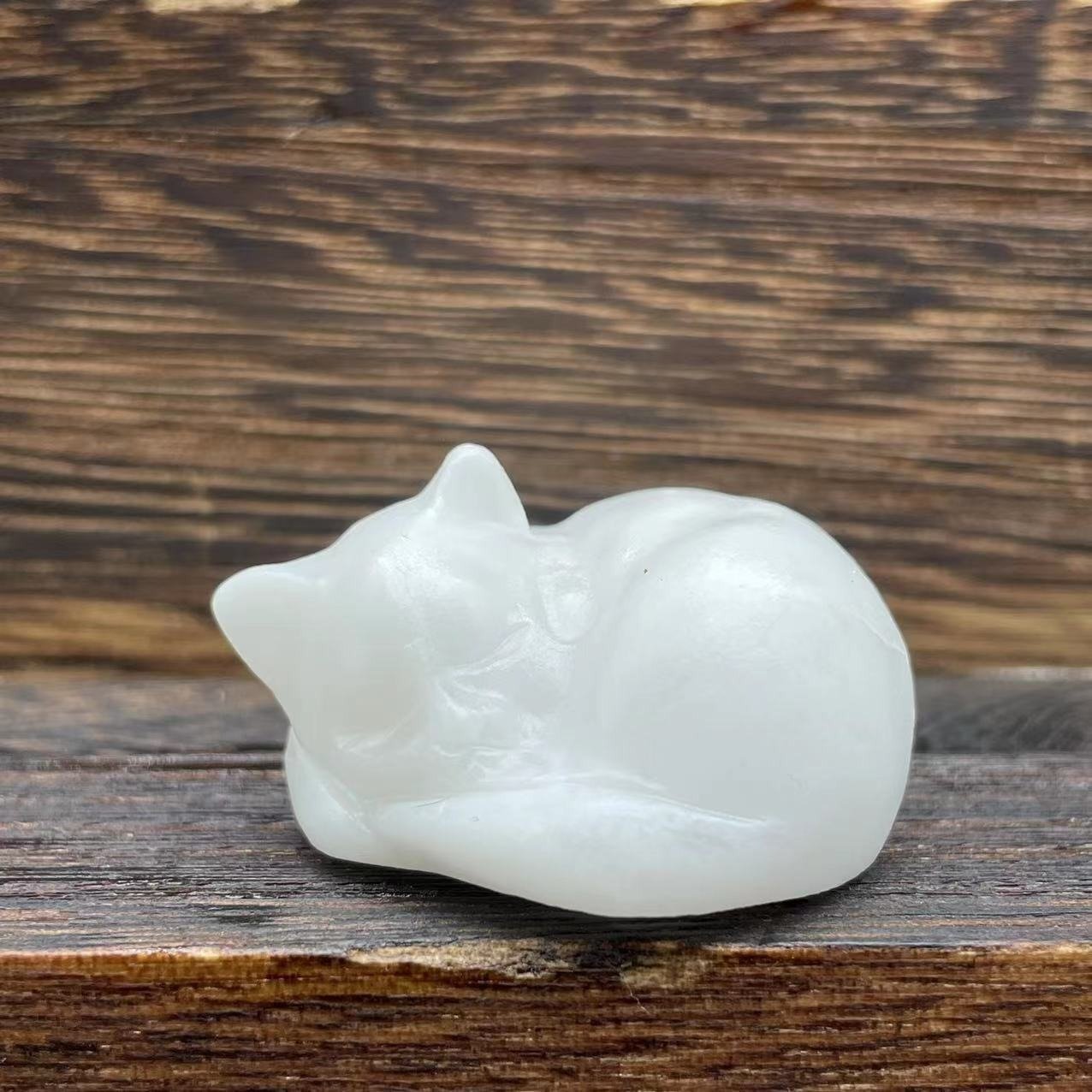 🔥Handmade Natural Quartz Crystal Sleeping Cat Figurine