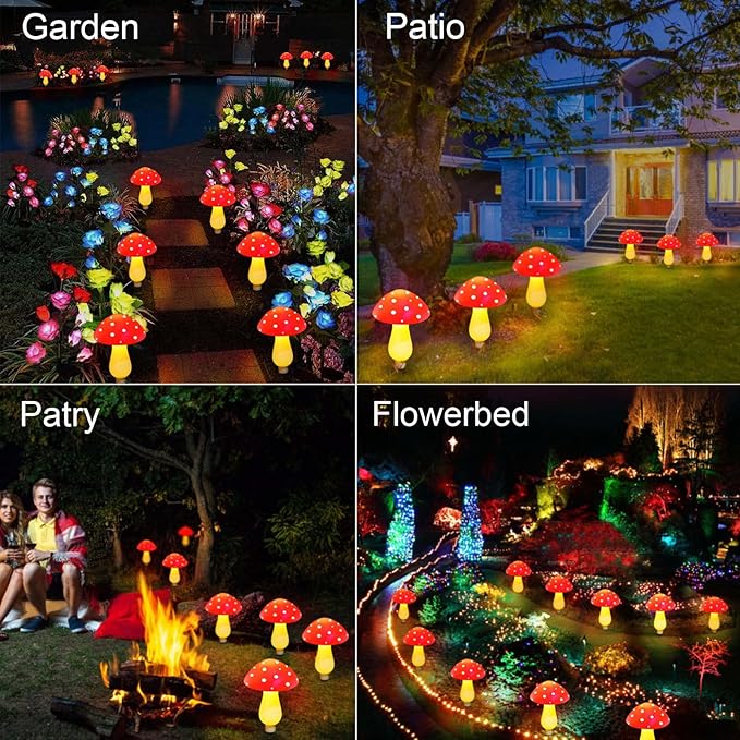 🍄Waterproof Solar Mushroom Lights Outdoor Decor,Garden Pathway Landscape Yard