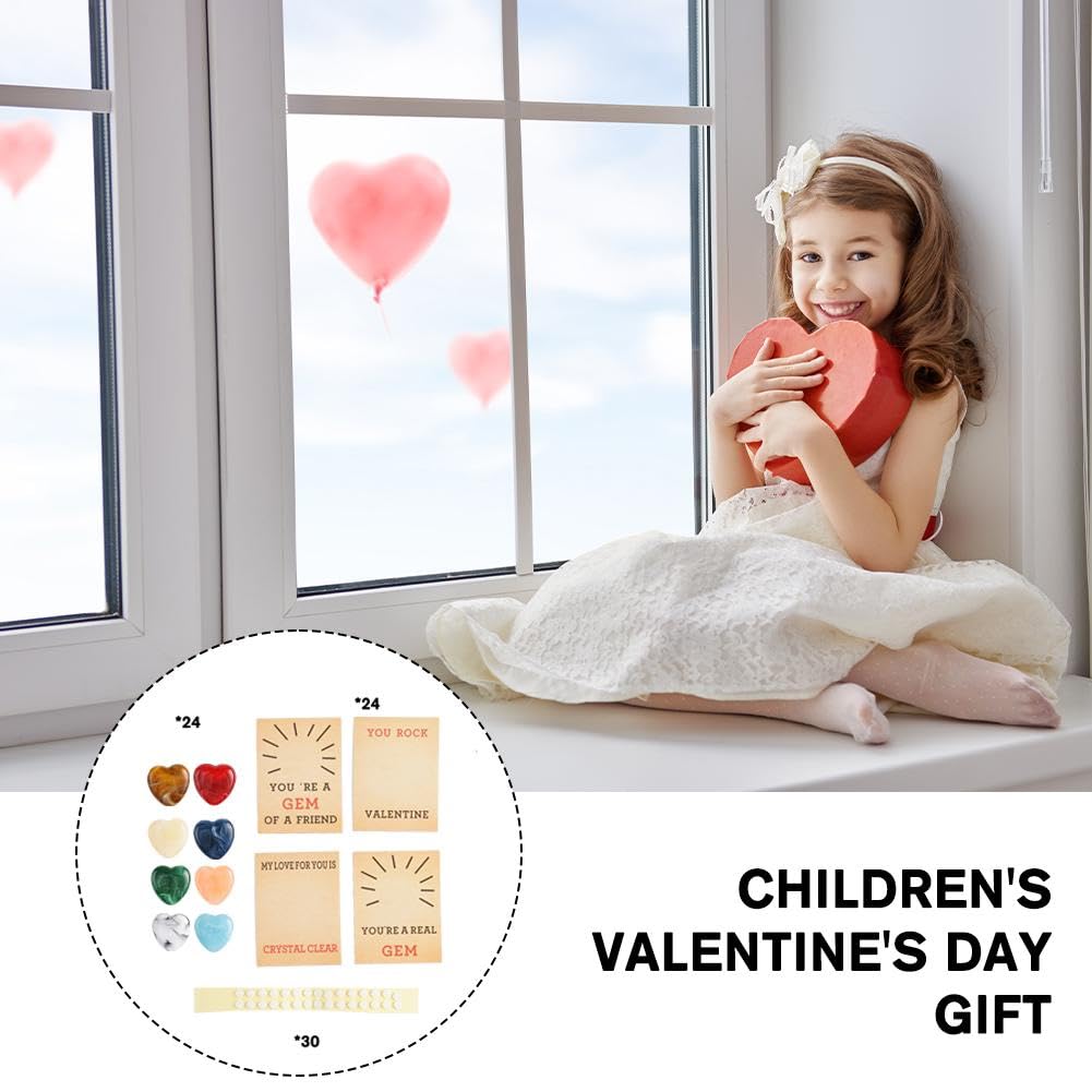 ✨24 Pack Valentines Cards with Heart-Shape Crystals