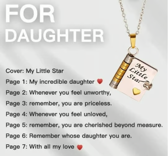🎁💗Meine kleine Stern-Buch-Kette für Tochter & Sohn, Geburtstagsgeschenk, Abschluss-Schmuck der Liebe