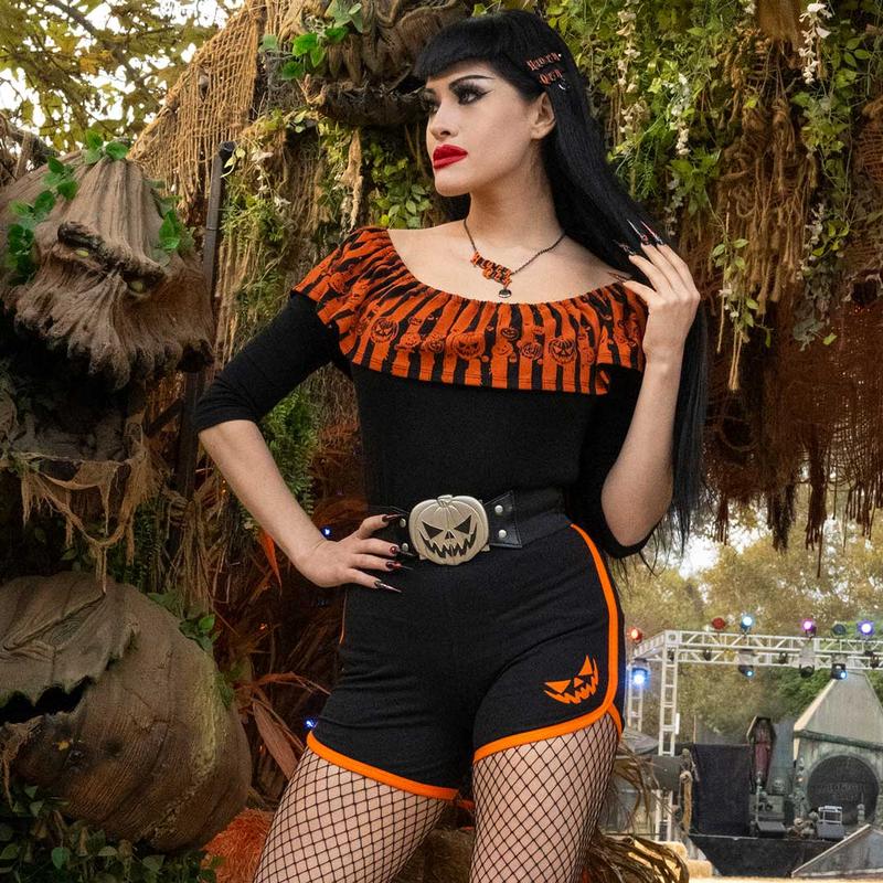 ⏰LAST DAY SALE 50% OFF💥Elastic Waist Belt Trick Or Treat Pumpkin Black