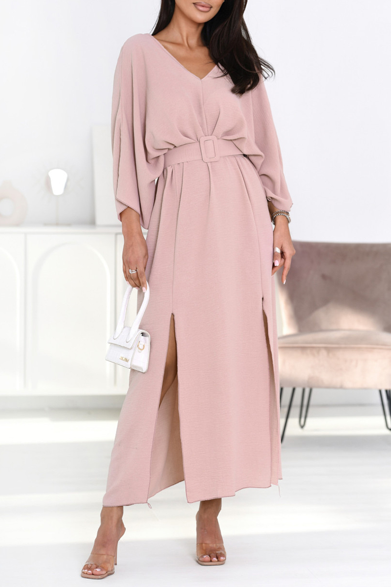 Women's V-neck Belt Waist Dress