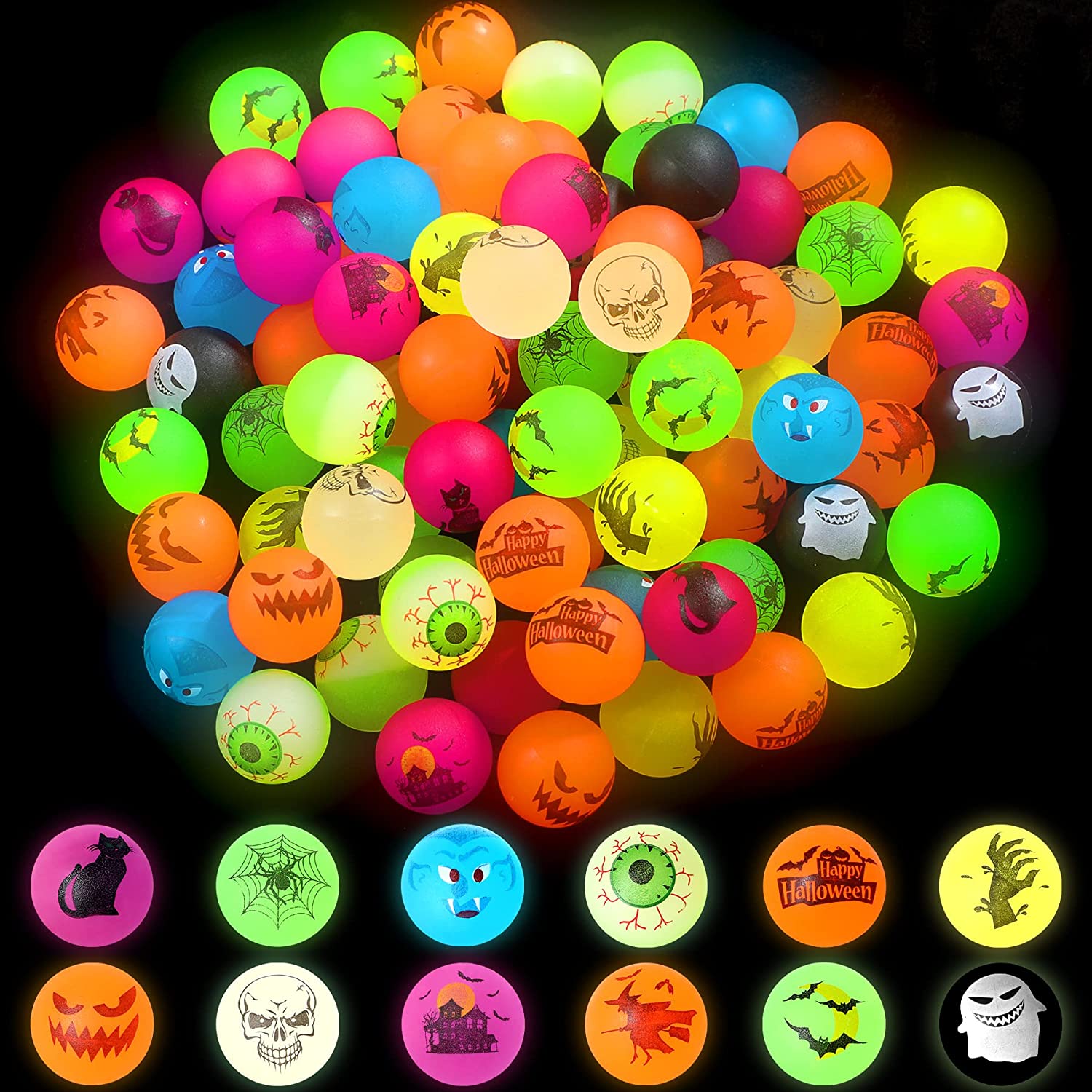 (🔥Early Halloween  Sale 49% OFF) 10 Glow in The Dark Halloween Bouncy Balls