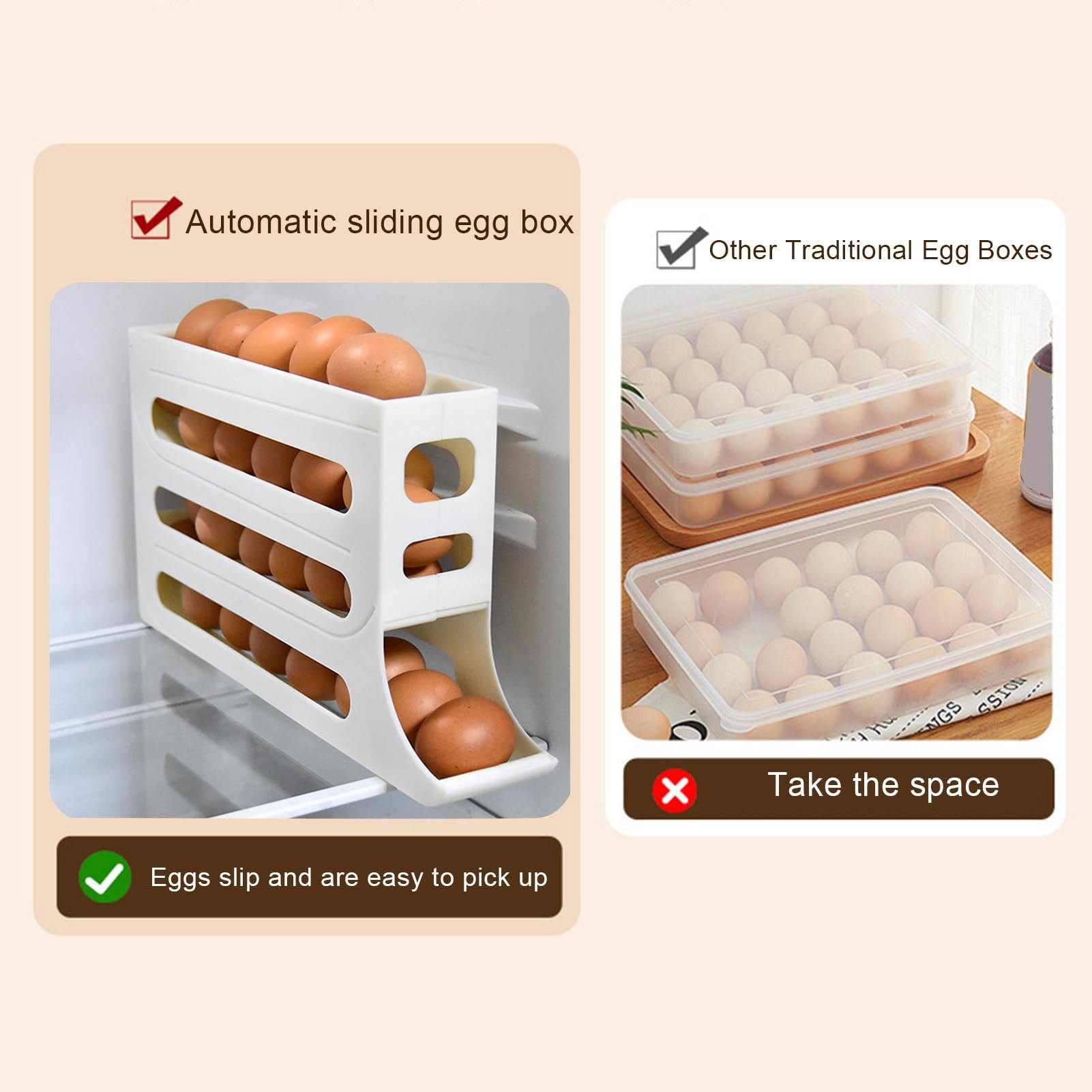 🔥Last Day Promotion - 60% OFF🎁Egg Holder for Fridge, Eggs Dispenser Auto Rolling