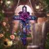 ✝️💜Purple Rose Cross Suncatcher Hanging Decor