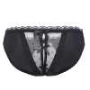 Sexy Black Lace Bow Open-Crotch Panties for Women - Sheer Mesh Cheeky Underwear PPF0337