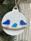 Handmade Family of Sea Glass Birds Christmas Ornament