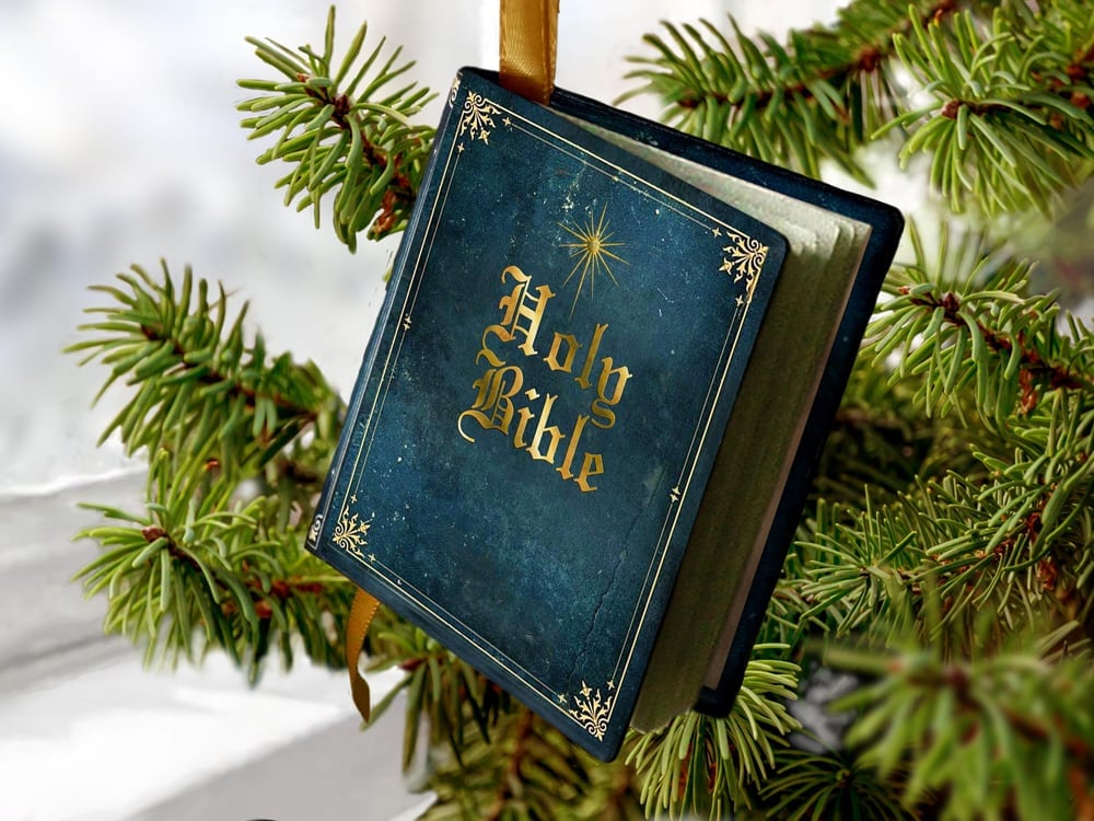 Miniature Bible Book Ornament with Christmas Nativity Story