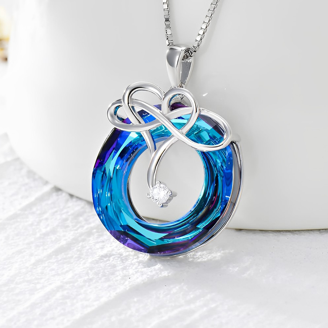 For Mother - S925 I Love You until Infinity Runs Out Crystal Infinity Necklace