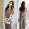 Soft Comfortable Ice Silk Short T-Shirt&Loose Wide-Leg Pants Two Piece Set