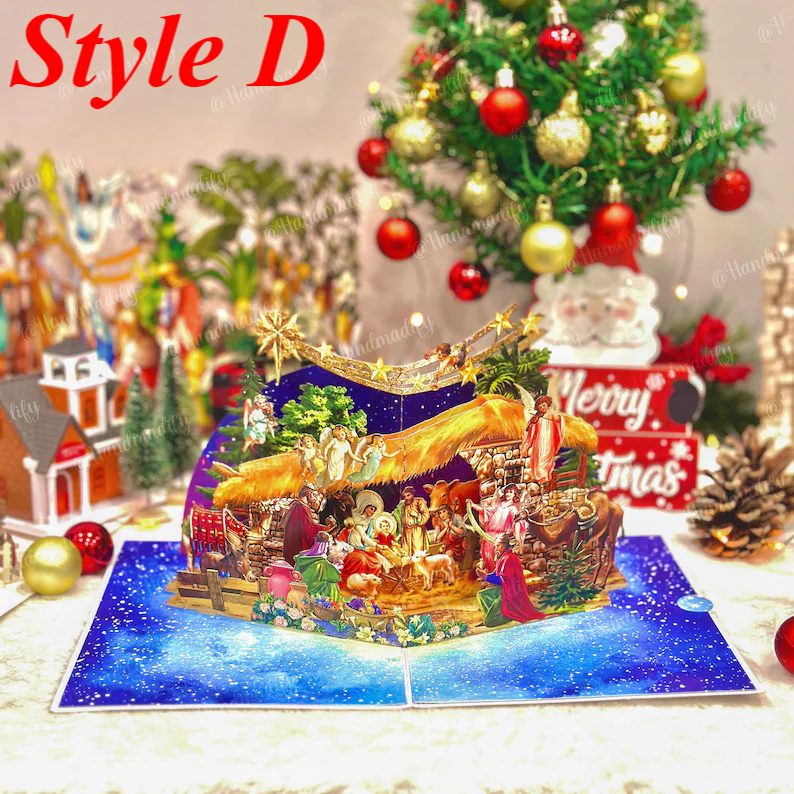 <strong>🎄🎅Christmas Promotion - 49% OFF</strong>🎄Handcrafted 3D Nativity Scene Christmas Scene Greeting Card