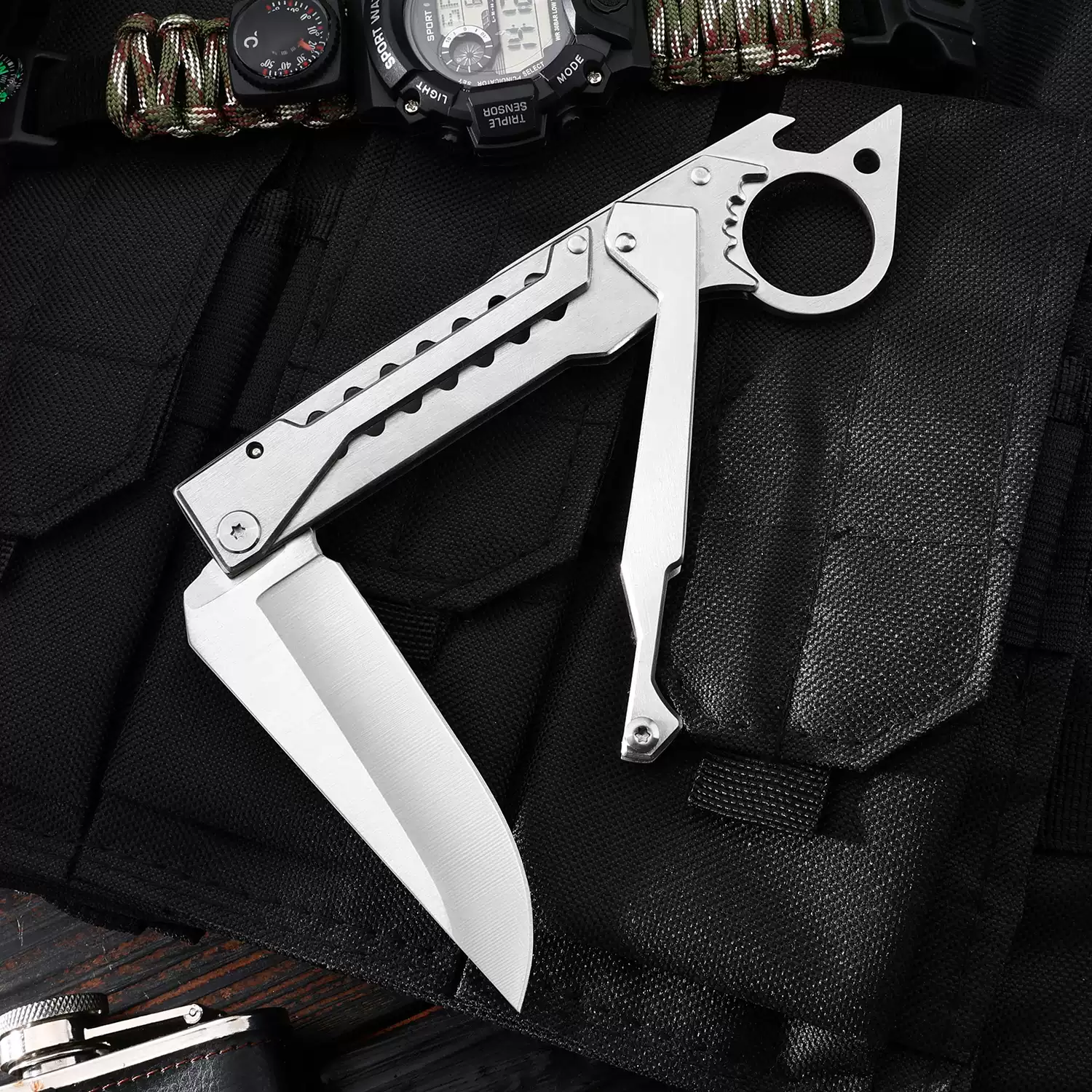 Sky-breaking multifunctional mechanical folding knife
