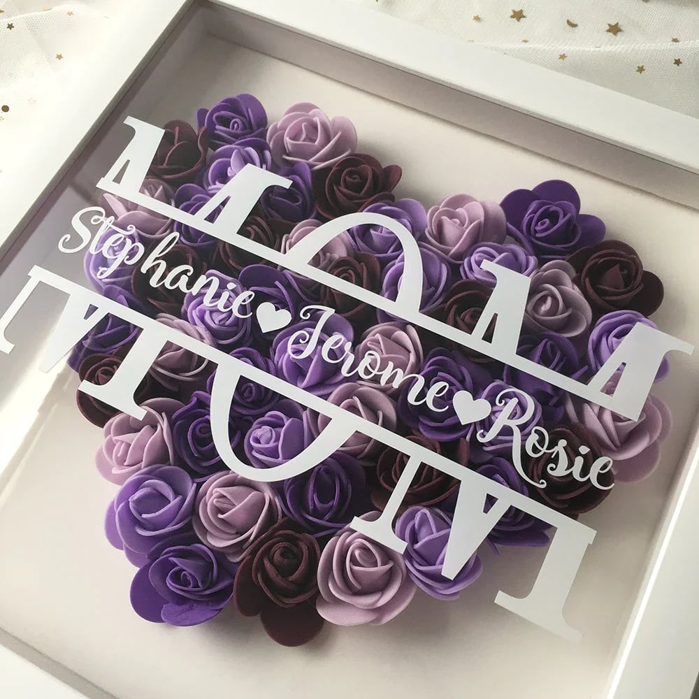 BUY 2 FREE SHIPPING-Personalized Mom Flower Shadow Box With Name For Mother's Day