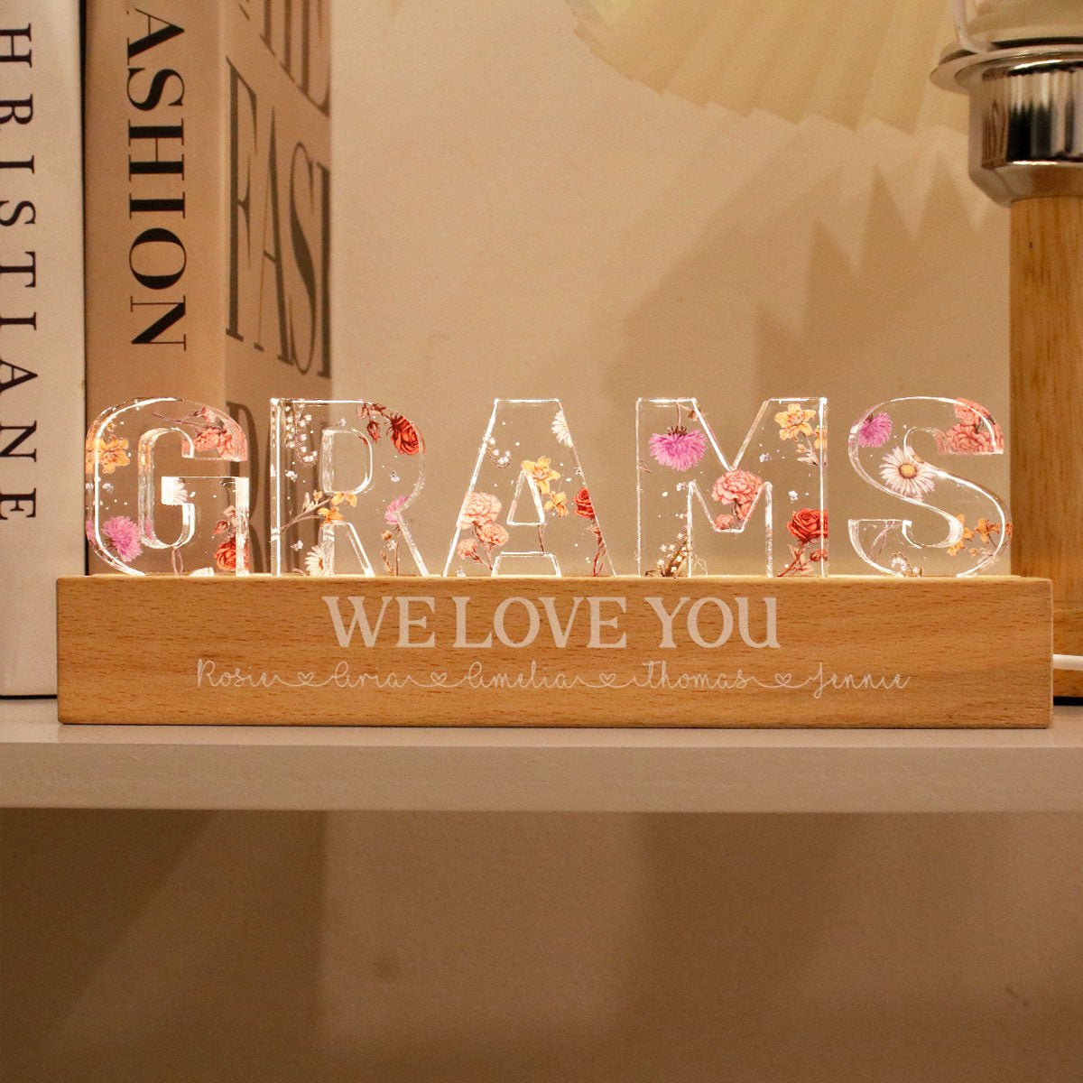 (🔥Last Day Promotion 50% OFF)Flower Printed LED Night Light, Birth Month Flower, Gift For Mom
