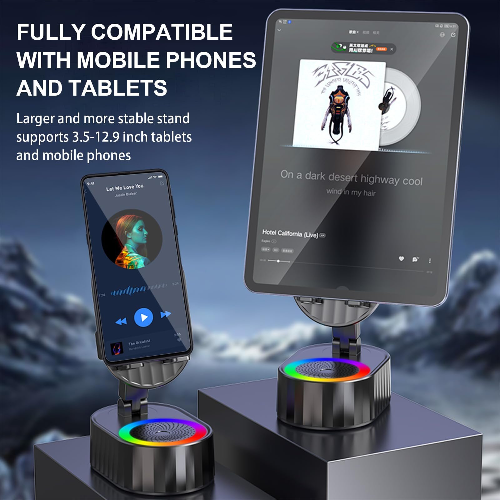 🎁TikTok Last Day Sale - 70% OFF🎉2025 Upgraded Cell Phone Stand with Induction Speaker/Power Bank/Atmosphere Light