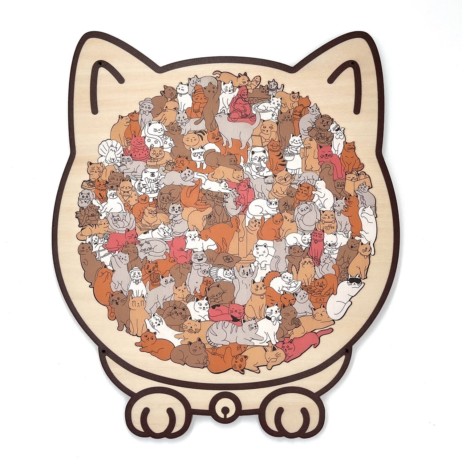 🎁TikTok Last Day Sale - 70% OFF🔥135-Piece Morandi-Colored Cat Shaped Wooden Jigsaw Puzzle
