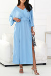 Women's V-neck Belt Waist Dress