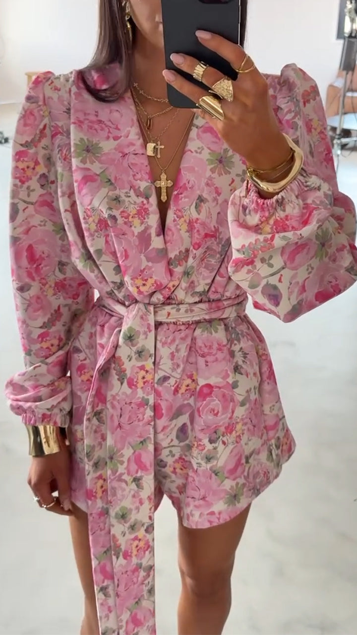 Women's V-neck Printed Loose Elegant Dress