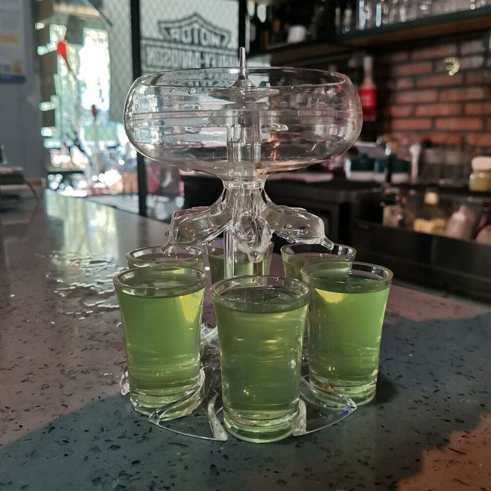 6 Shot Glass Dispenser Holder Liquor