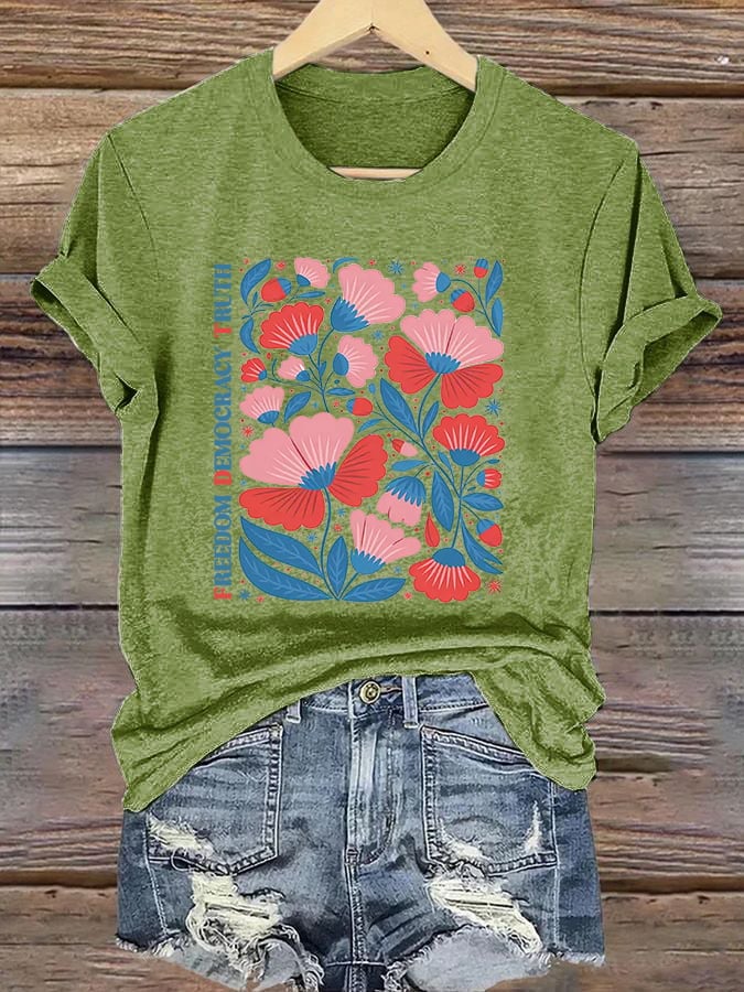 Women's casual FDT freedom democracy truth T-shirt