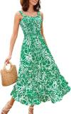 GRACE KARIN Women's 2024 Summer Floral Boho Dress Square Neck Strapped Swing A Line Beach Long Maxi Dress