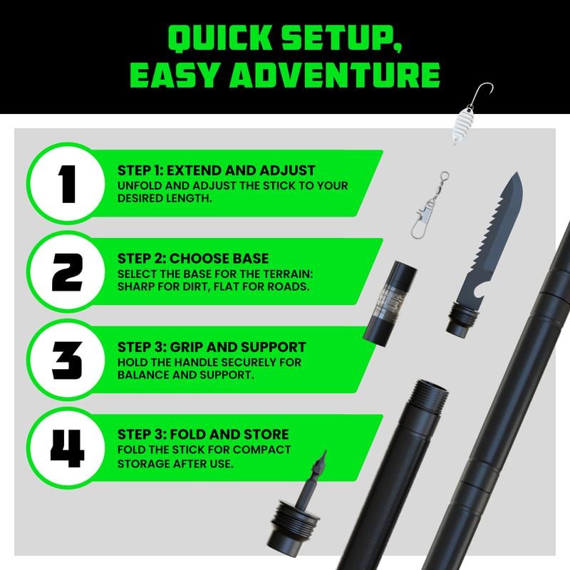 🚶 Tactical Hiking Stick – Essential Gear for Outdoor Adventures