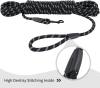 Hi Kiss Dog/Puppy Obedience Recall Training Agility Lead - 15ft 20ft 30ft 50ft 100ft Training Leash - Great for Play, Camping, or Backyard - Black 30ft