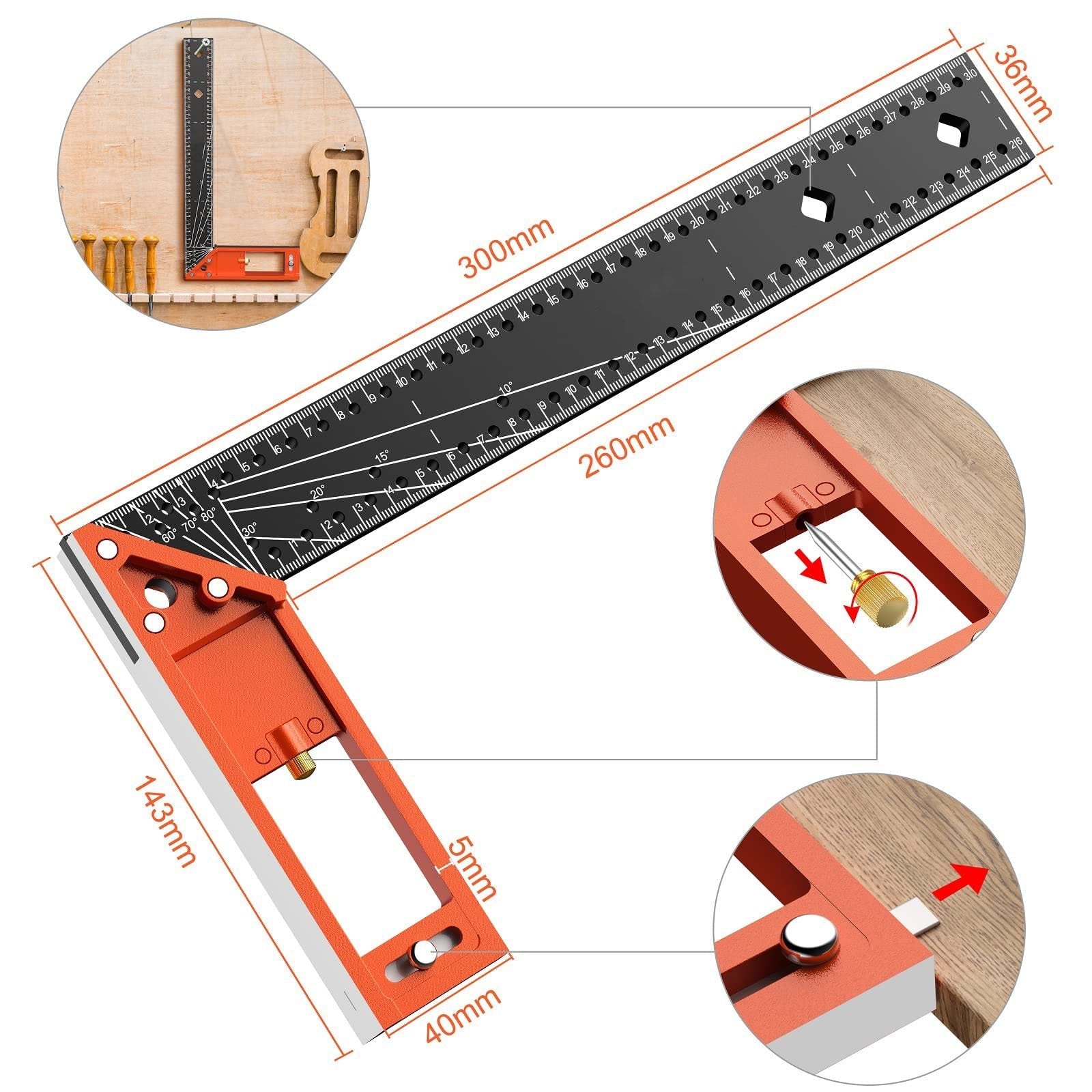 Multi-angle measuring ruler