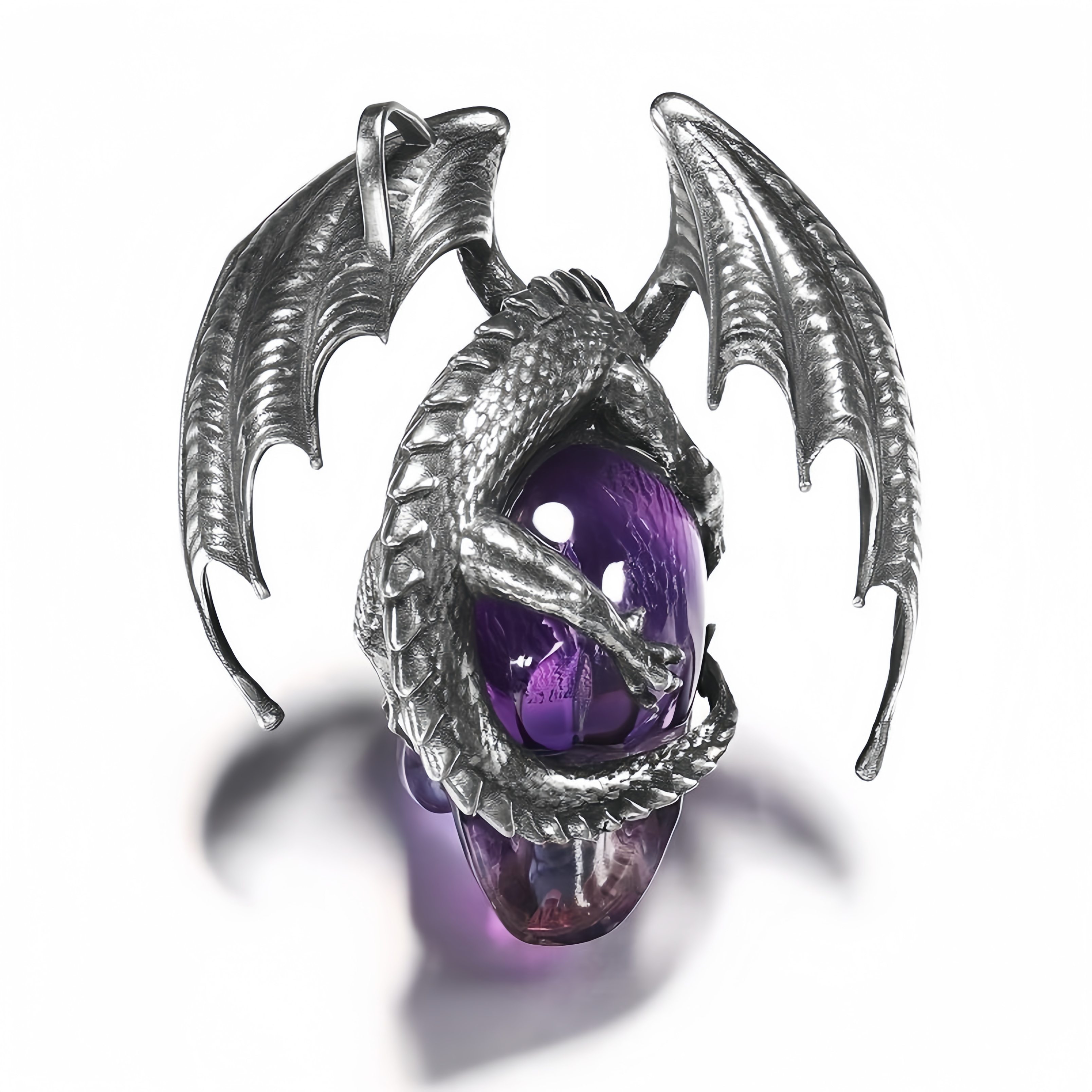 🔥Last Day 50% OFF - Silver Carved Crystal Skull Dragon Necklace