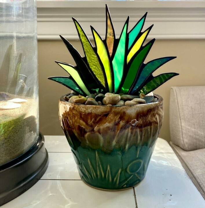 (Summer Flash Sale- 50% OFF) Suncatcher Stained Agave Plante