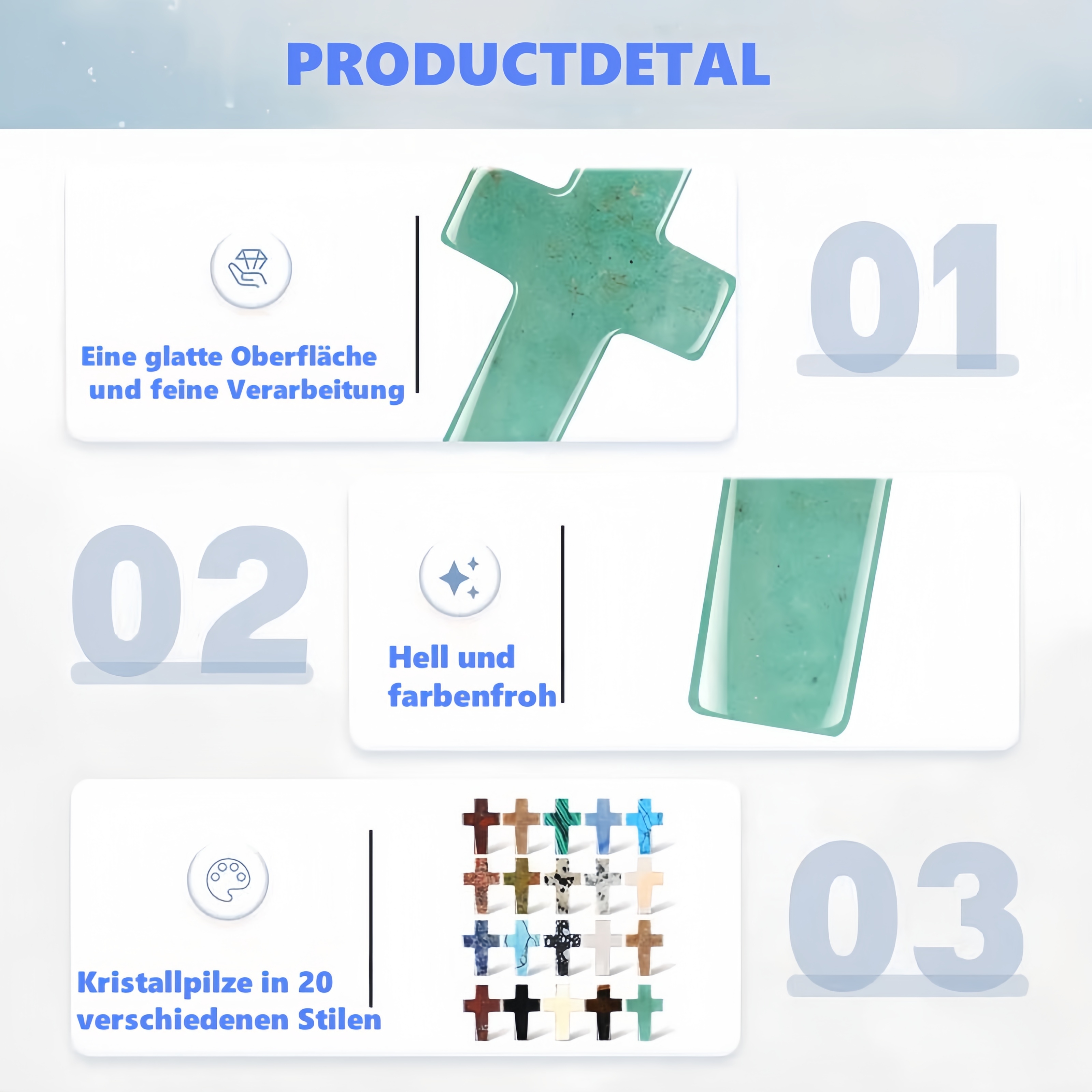 ✝️ Handgefertigte Kreuze aus natürlichem Kristall
